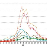 手足口病の定点あたり患者報告数の推移（国立感染症研究所）