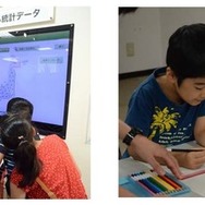 右：統計局見学ツアー、左：夏休みの自由研究をお手伝い（いずれも2015年度のようす）