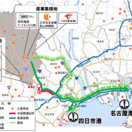 産業集積地の分布と名古屋港・四日市港までのアクセス経路の変化
