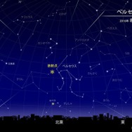 ペルセウス座流星群2016年8月14日0時頃の東京の空のシミュレーション　(c) 国立天文台天文情報センター
