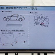 テスト車両に貼付けたアルミテープの説明