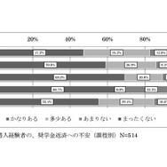 奨学金借入経験者の、奨学金返済への不安（課程別）