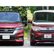 日産セレナ新型（左）とホンダステップワゴン（右）を比較試乗