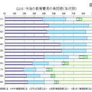 今後の教育費用の負担感（年代別）
