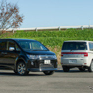 三菱 デリカD:5 の特別仕様車「ローデスト ロイヤルツーリング」（左）と「シャモニー」（右）