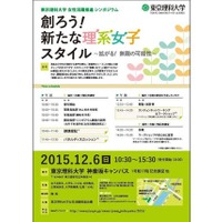 女子高生ほか対象、リケジョ応援シンポジウム12/6理科大 画像