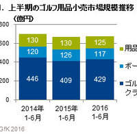 ゴルフ用品小売市場、2016年上半期の動向…クラブのけん引により微増 画像