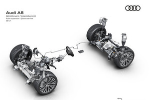 アウディ A8 新型、頭脳を持ったサスペンション採用…ホイールにモーター内蔵 画像