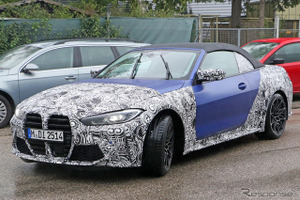 ソフトトップの「M」…BMW M4カブリオレ、フローズンブルーの試作車を目撃 画像