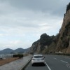 東市来の海岸は奇岩が続く独特の地形。